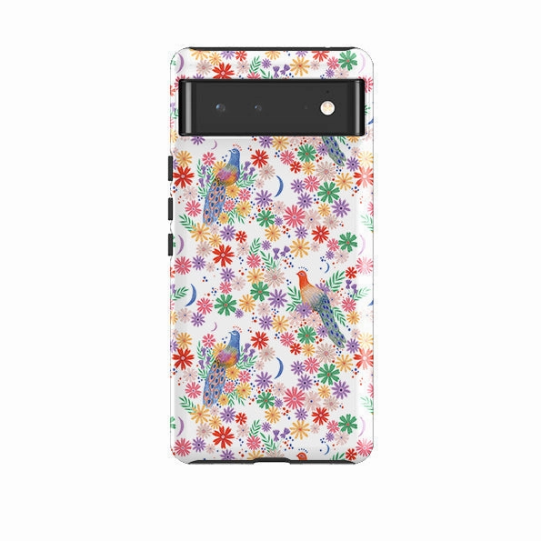 Google Tough Case -  Peacock Pattern White By Lee Foster Wilson Lightweight Grip