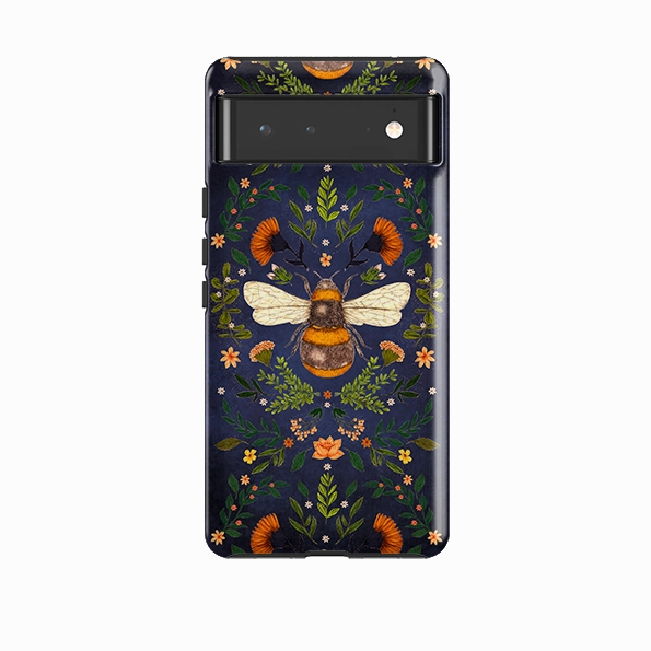 3D Effect Google Tough Case -  Botanical Bee Blue By Jade Mosinski