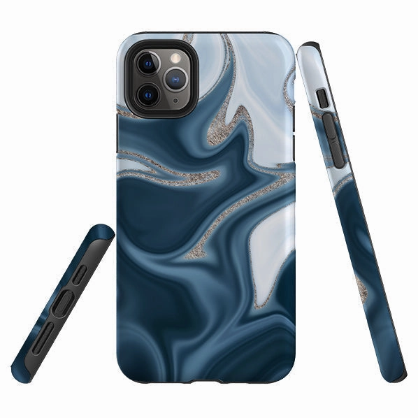 iPhone Tough Case - Blue Ice (case does not glitter) Shock Surface Tactile Buttons