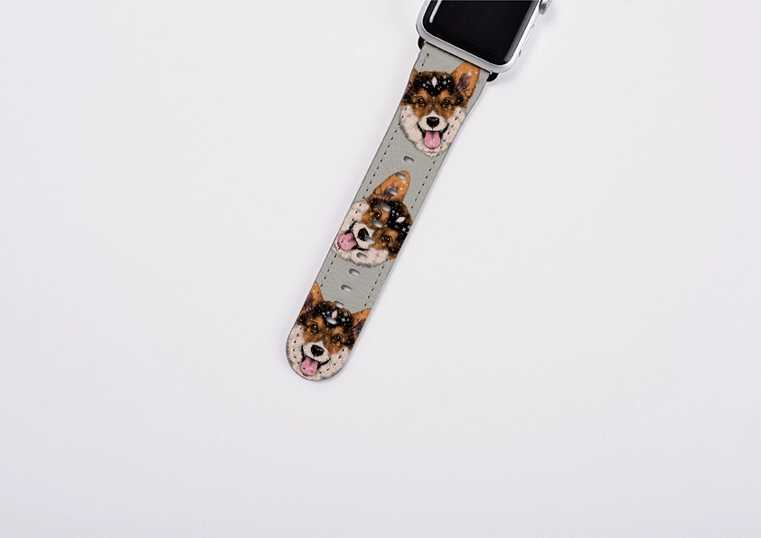Lightweight Utility Gear Active Comfort Style Welsh Corgi Grey Apple Watch Strap