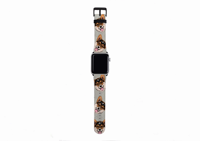 Everyday Comfort Luxury Build Welsh Corgi Grey Apple Watch Strap